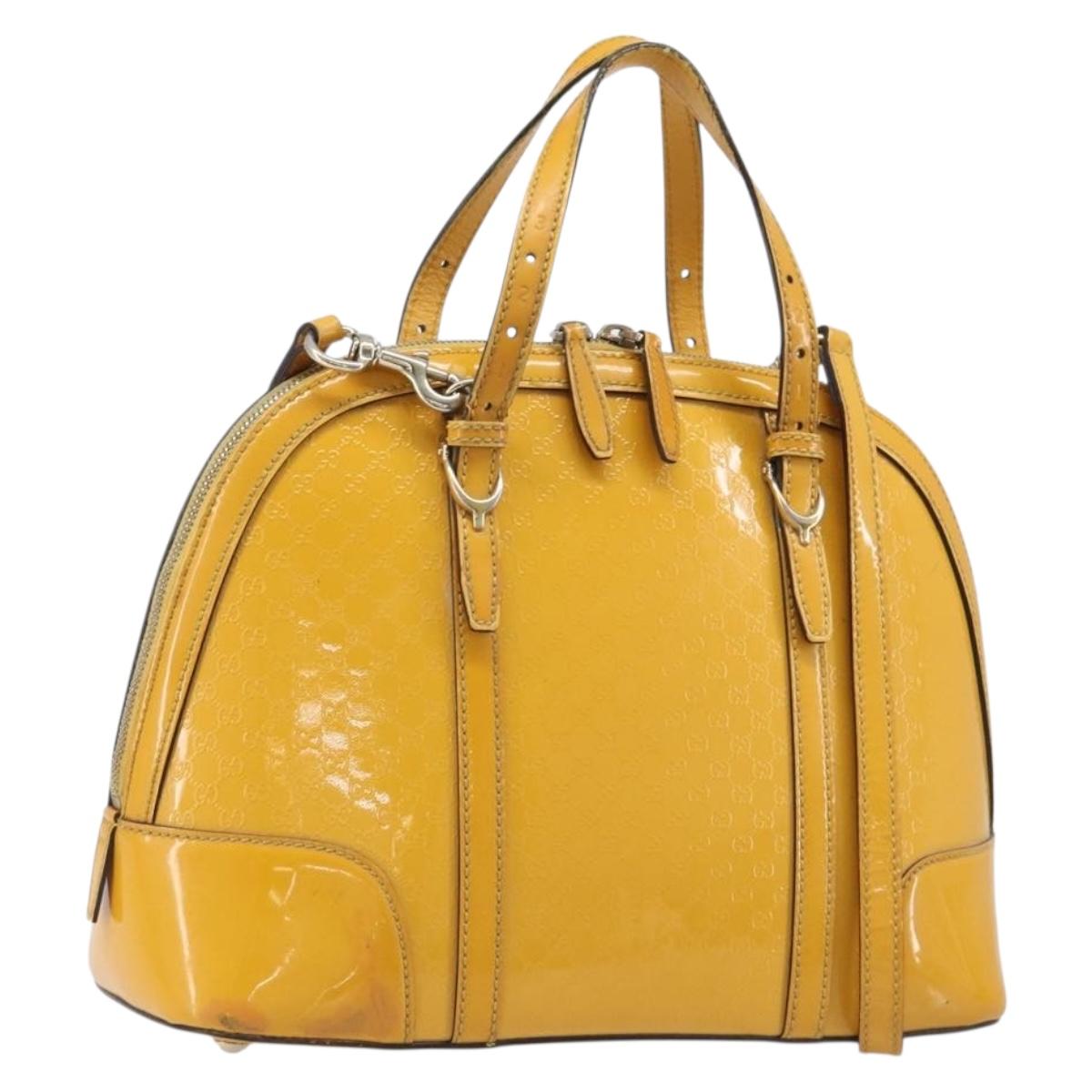 GUCCI Micro GG Hand Bag Patent 2way Yellow Gold Tone 809617 Auth bs37096