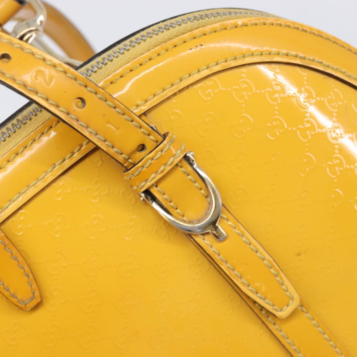 GUCCI Micro GG Hand Bag Patent 2way Yellow Gold Tone 809617 Auth bs37096