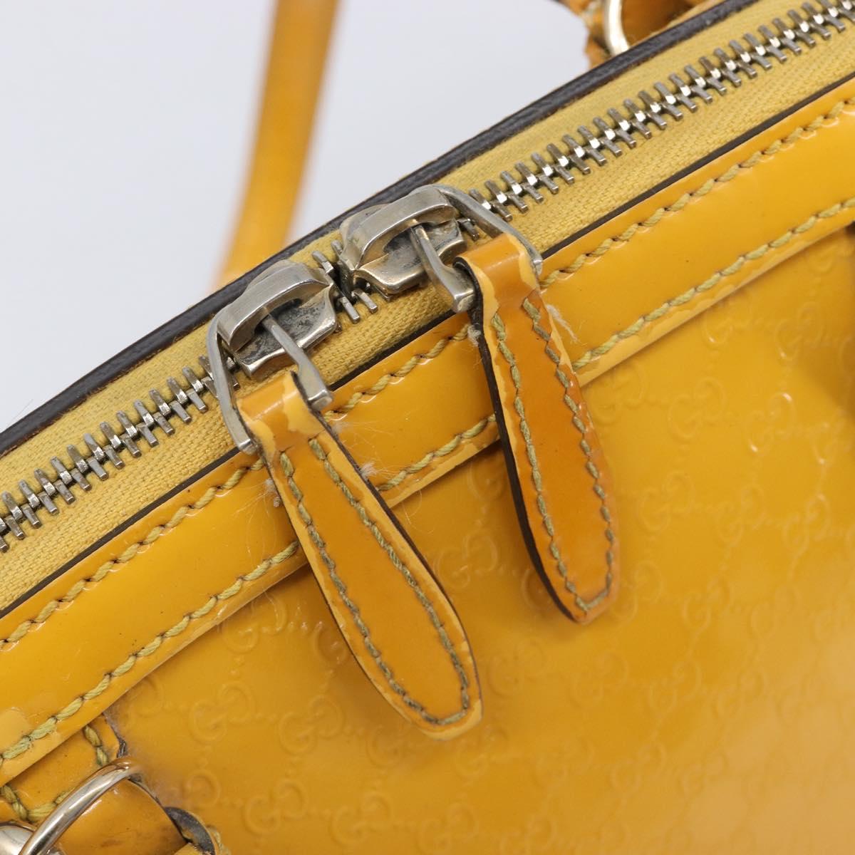 GUCCI Micro GG Hand Bag Patent 2way Yellow Gold Tone 809617 Auth bs37096