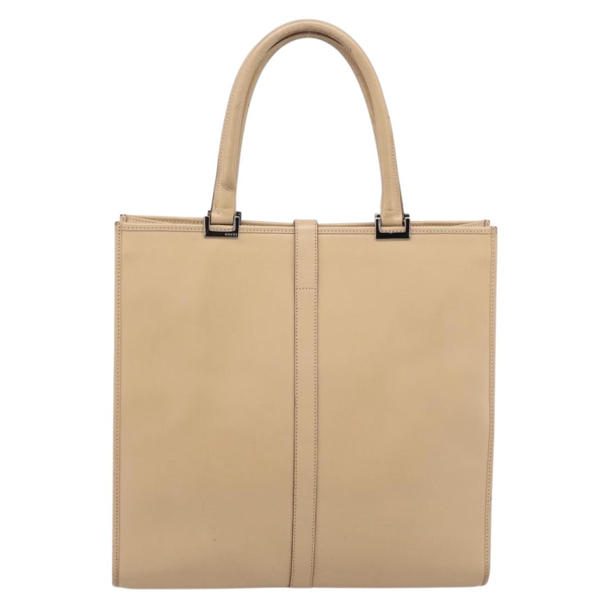 GUCCI Jackie Hand Bag Leather Beige Silver 002 1064 Auth bs37097