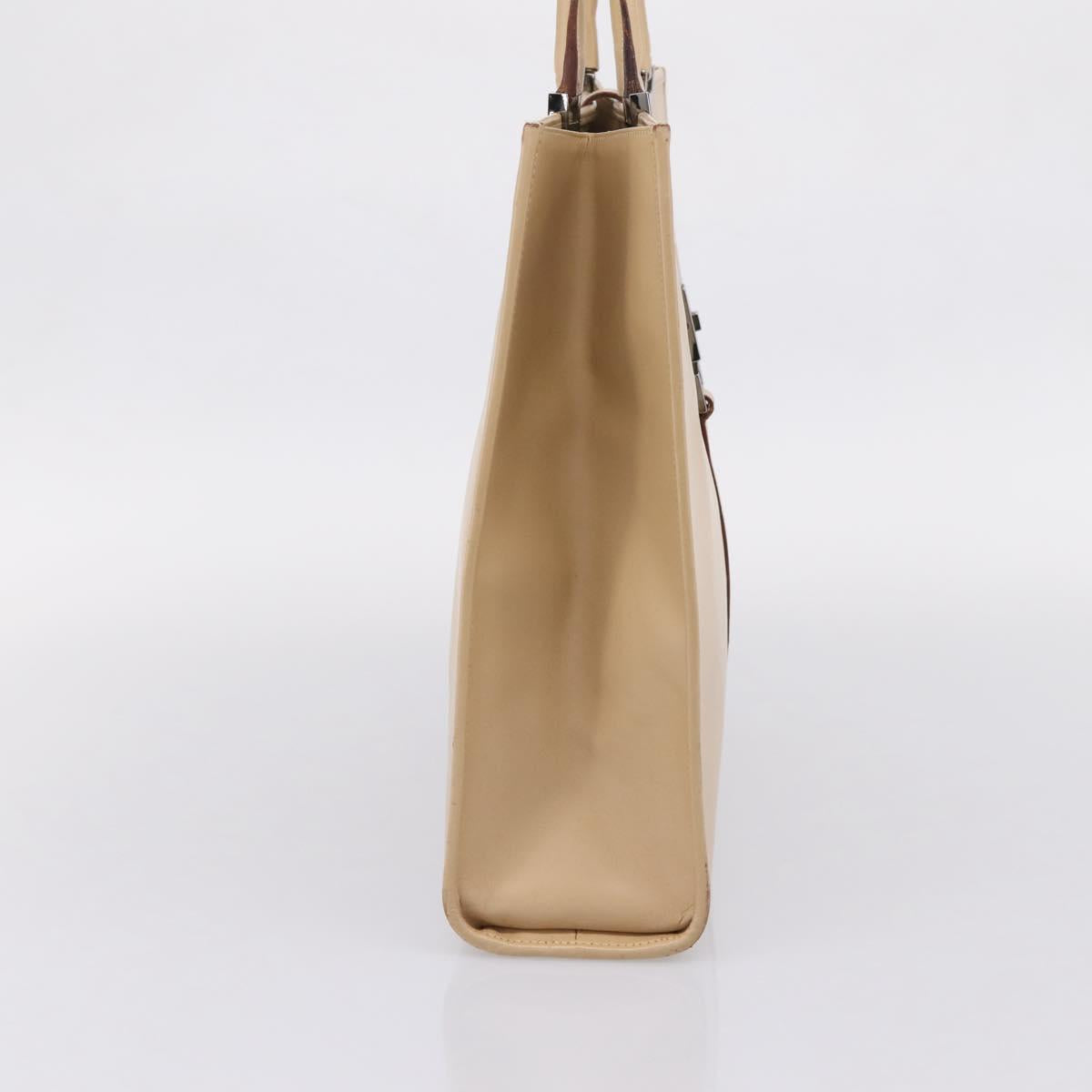 GUCCI Jackie Hand Bag Leather Beige Silver 002 1064 Auth bs37097