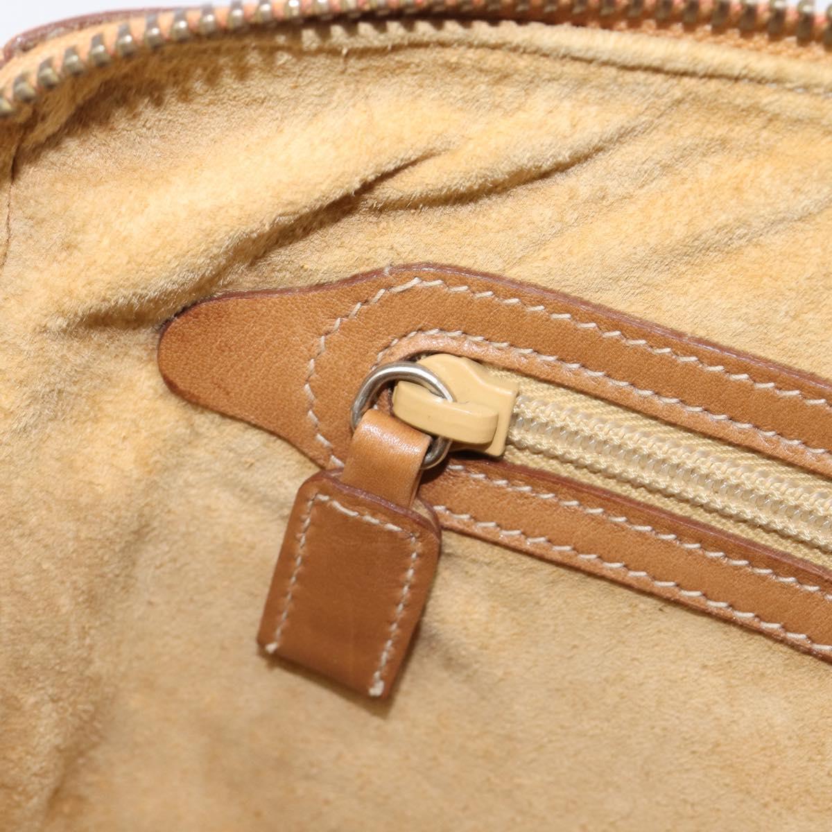 PRADA Hand Bag Leather Brown Gold Tone Auth bs37098