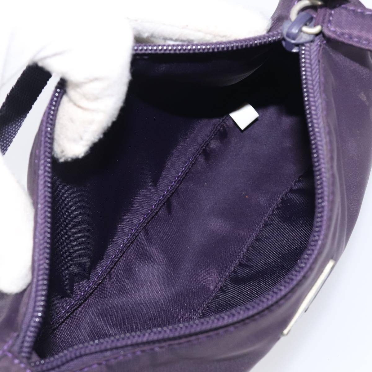 PRADA Accessory Pouch Nylon Purple Silver Auth bs37099