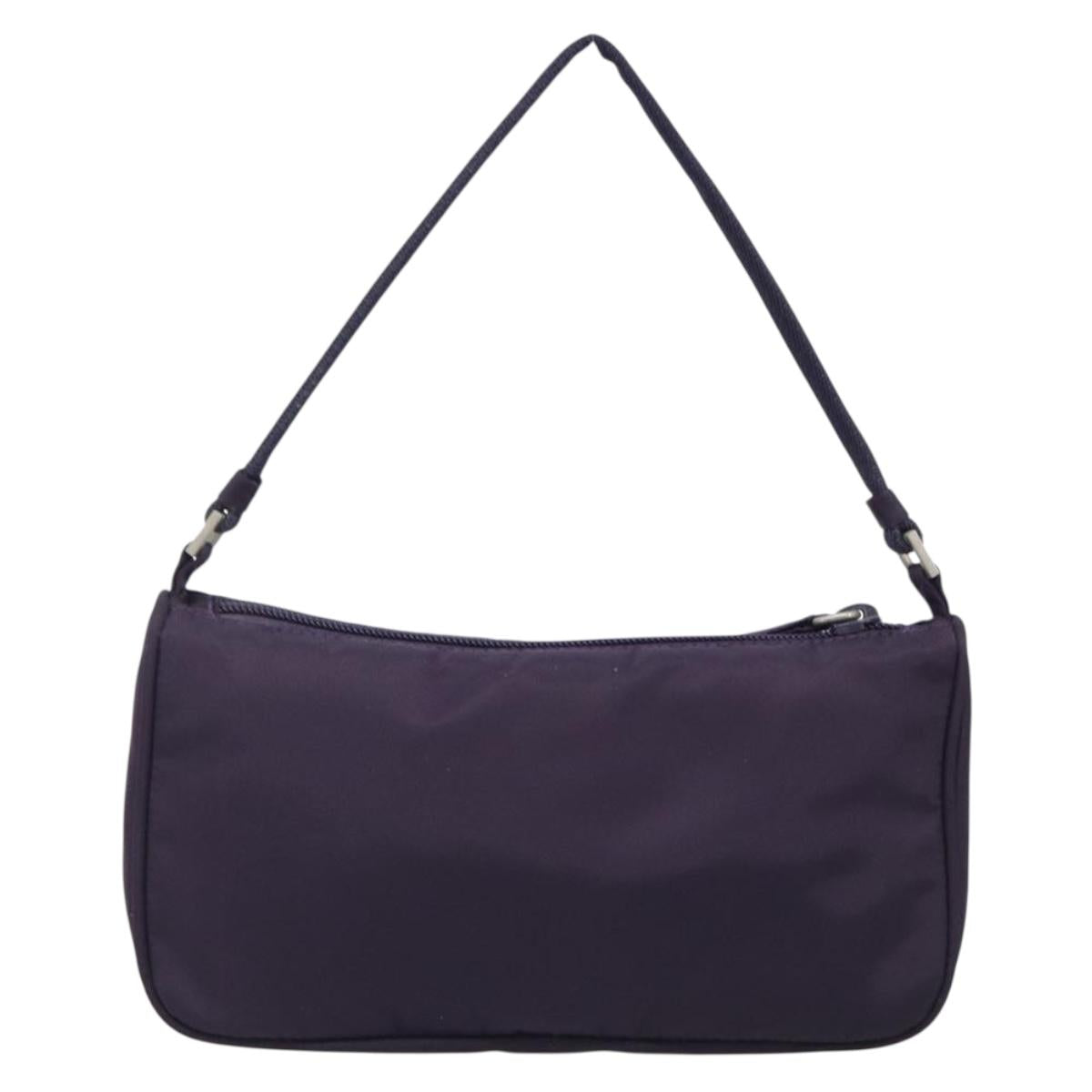 PRADA Accessory Pouch Nylon Purple Silver Auth bs37099