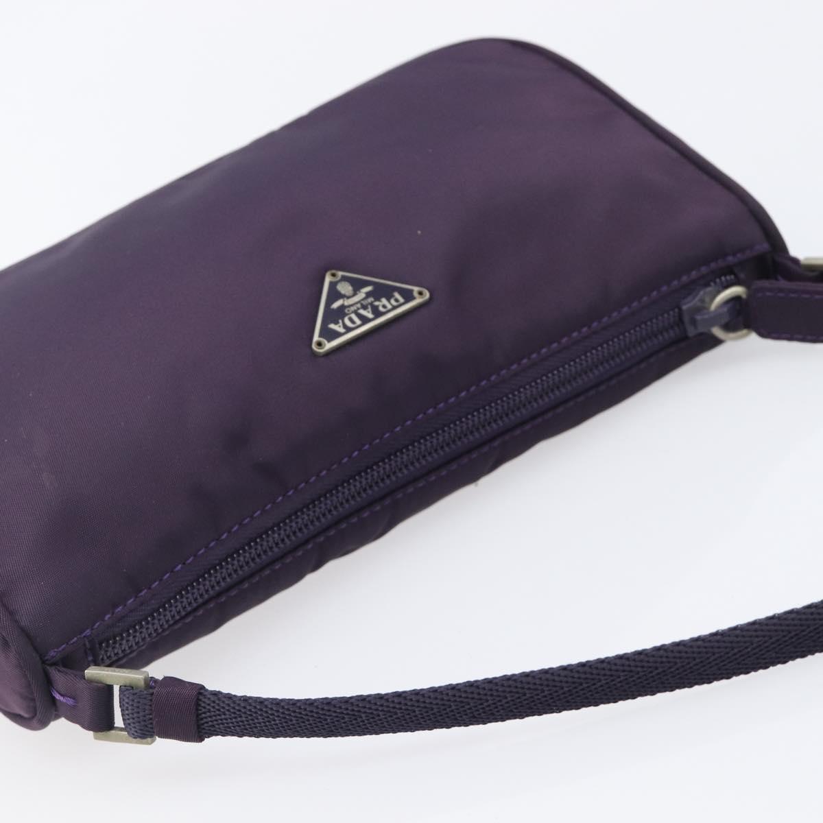 PRADA Accessory Pouch Nylon Purple Silver Auth bs37099