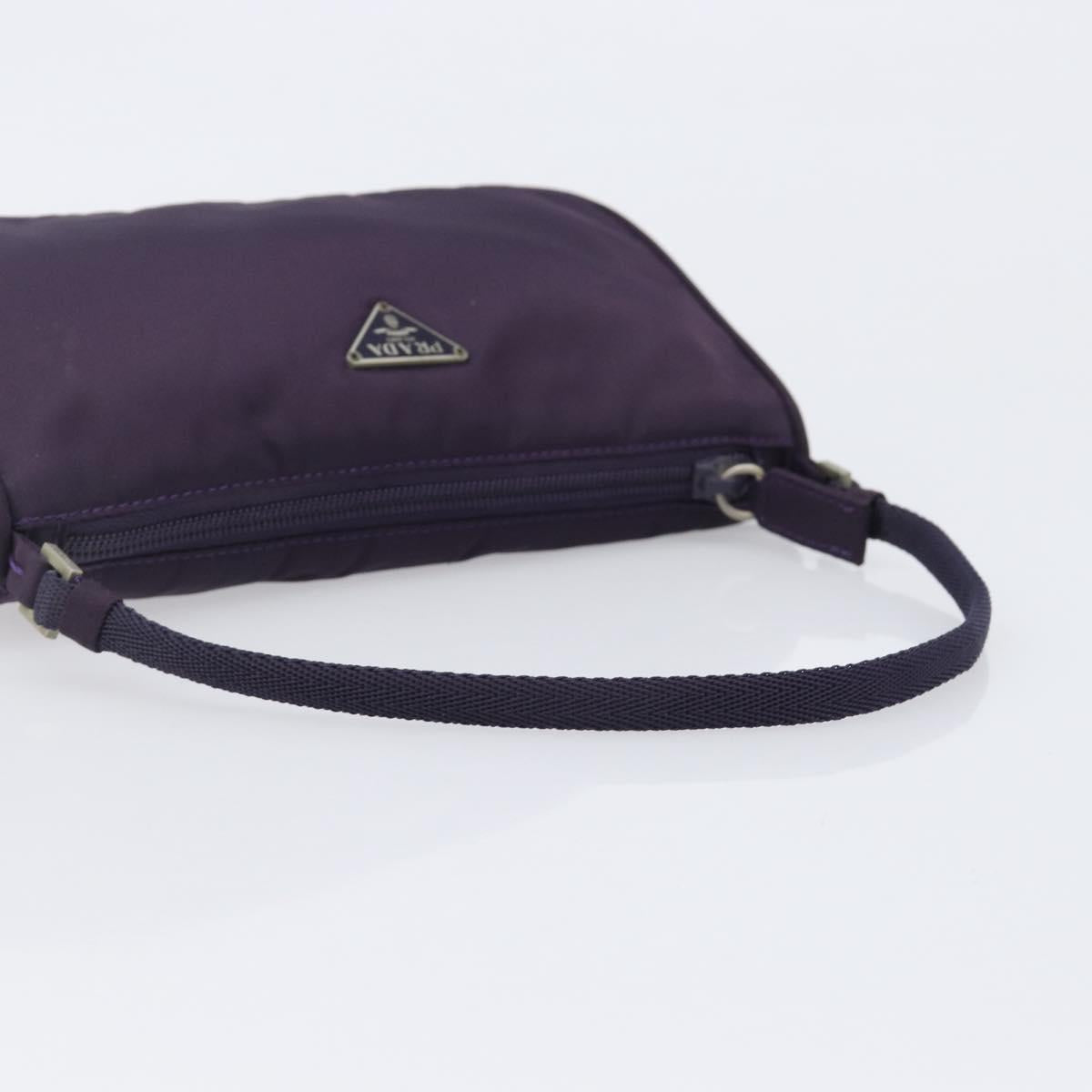 PRADA Accessory Pouch Nylon Purple Silver Auth bs37099
