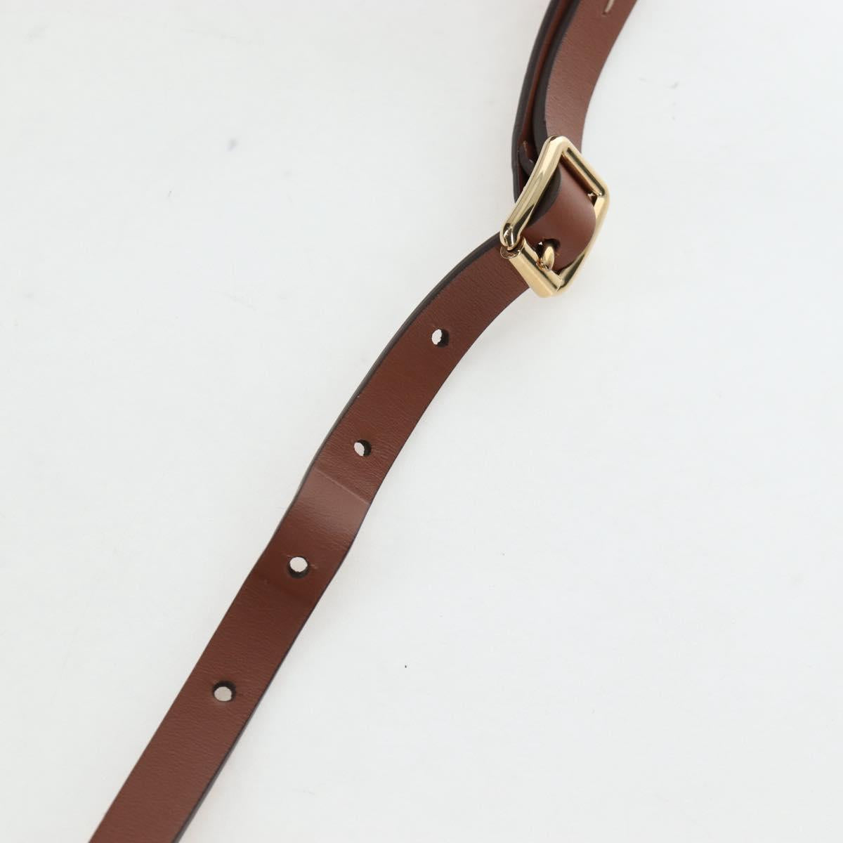 Miu Miu Hand Bag Leather 2way Brown Gold Tone Auth bs37103M