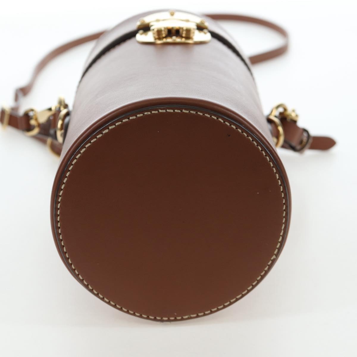 Miu Miu Hand Bag Leather 2way Brown Gold Tone Auth bs37103M