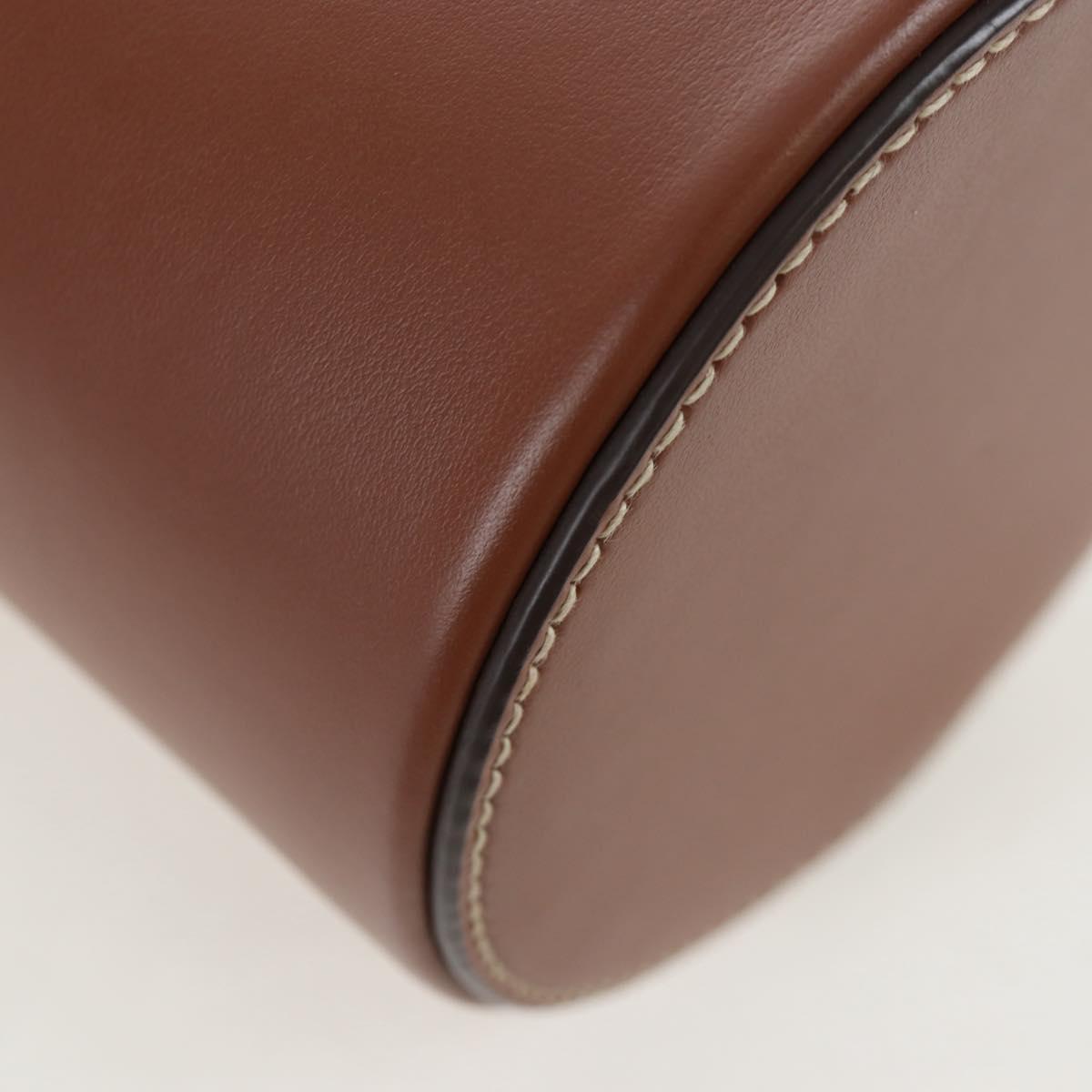 Miu Miu Hand Bag Leather 2way Brown Gold Tone Auth bs37103M