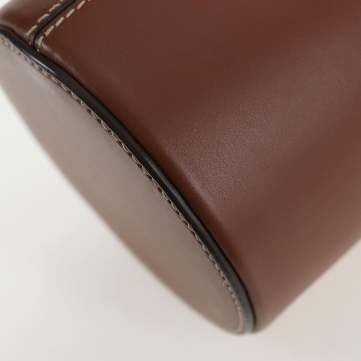 Miu Miu Hand Bag Leather 2way Brown Gold Tone Auth bs37103M