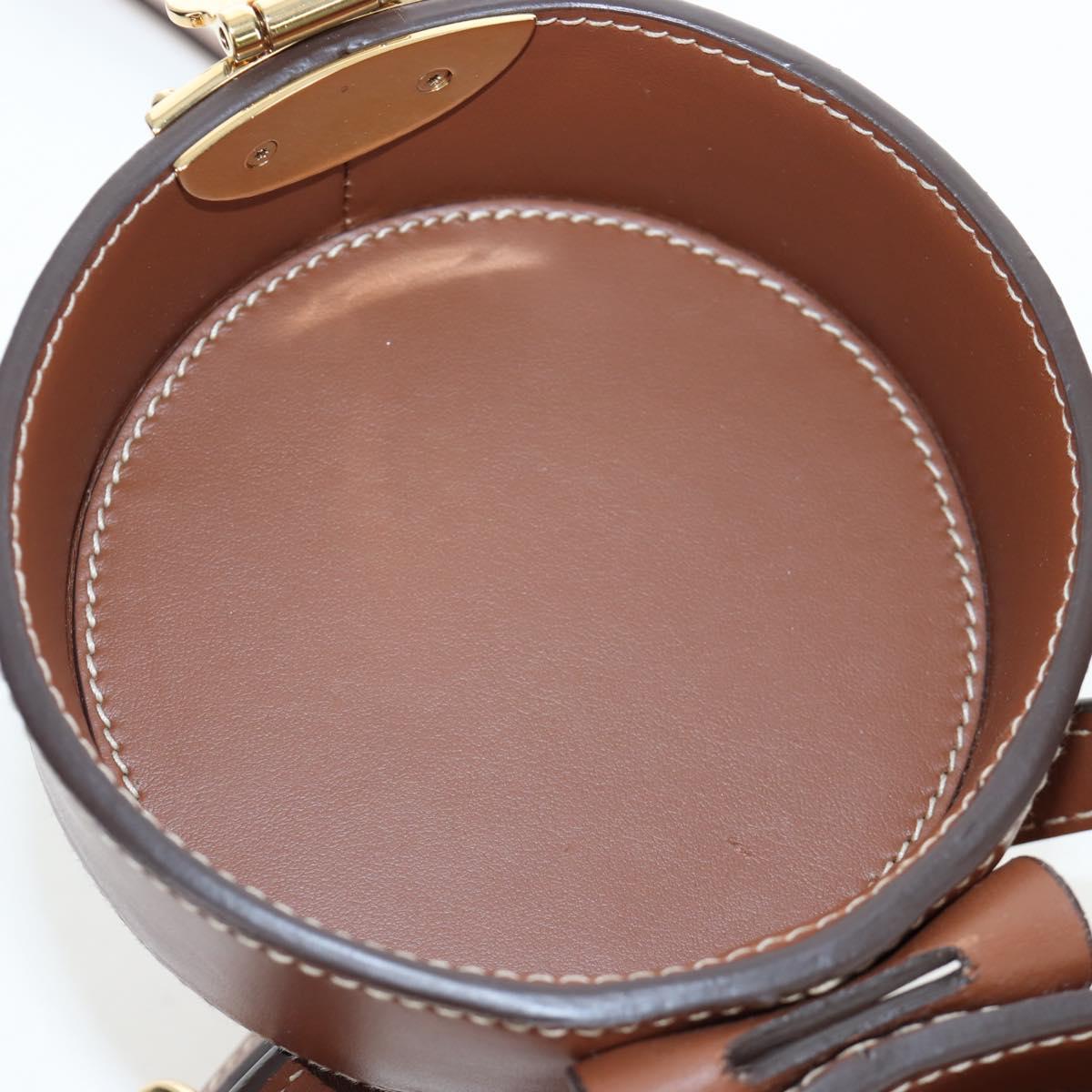 Miu Miu Hand Bag Leather 2way Brown Gold Tone Auth bs37103M
