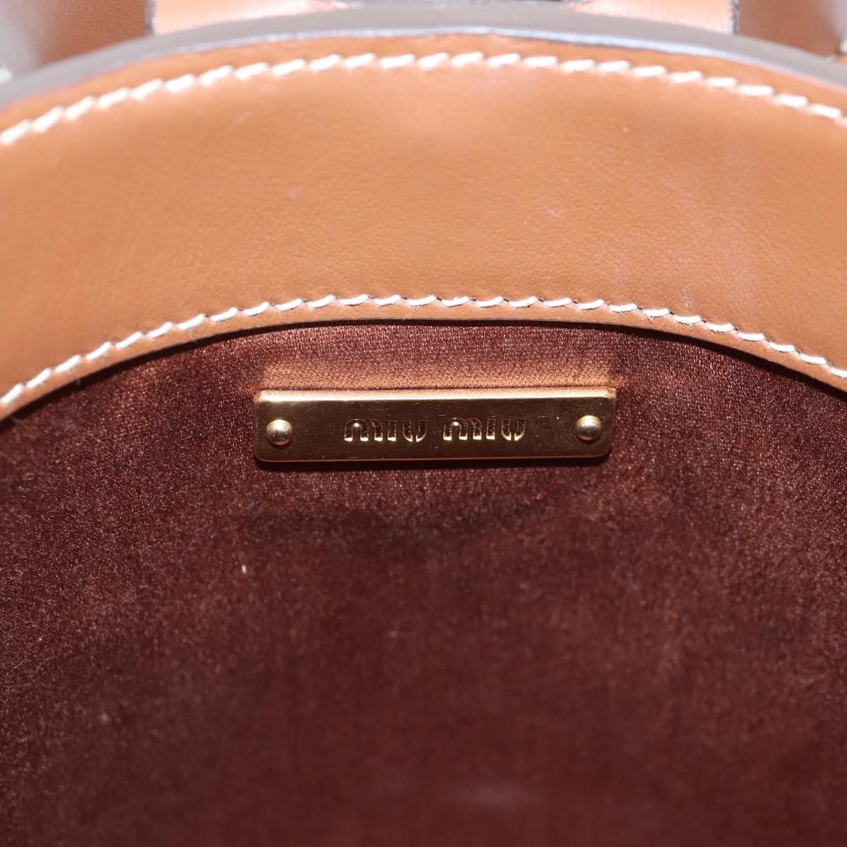 Miu Miu Hand Bag Leather 2way Brown Gold Tone Auth bs37103M