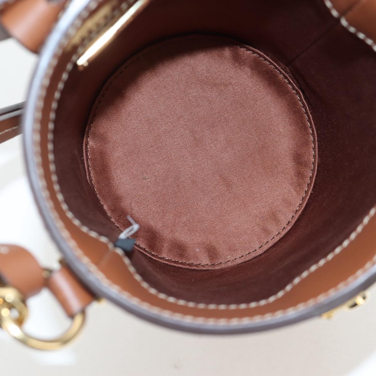 Miu Miu Hand Bag Leather 2way Brown Gold Tone Auth bs37103M