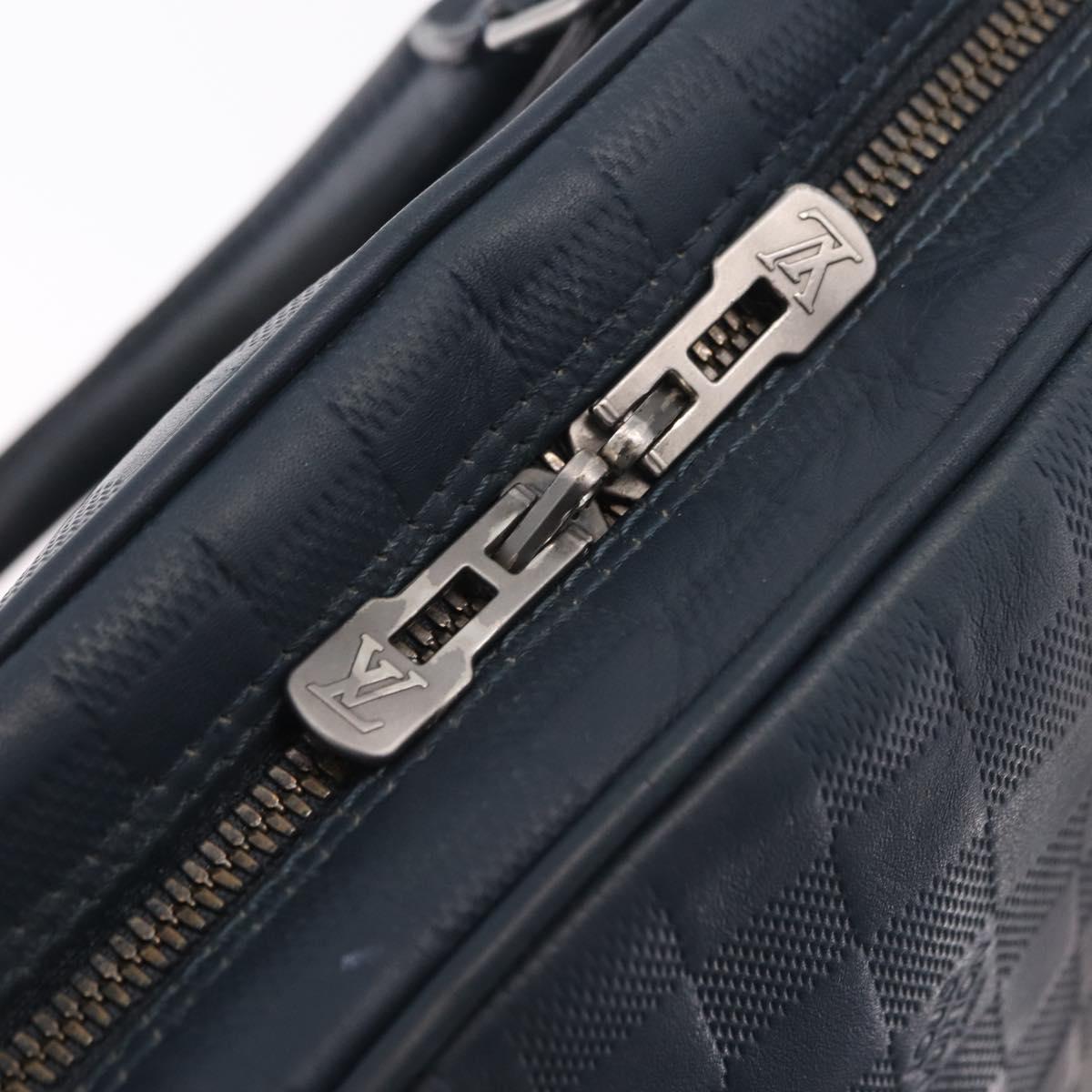 LOUIS VUITTON Damier Infini Porte Documents Voyage Bag Blue N41291 Auth bs37113