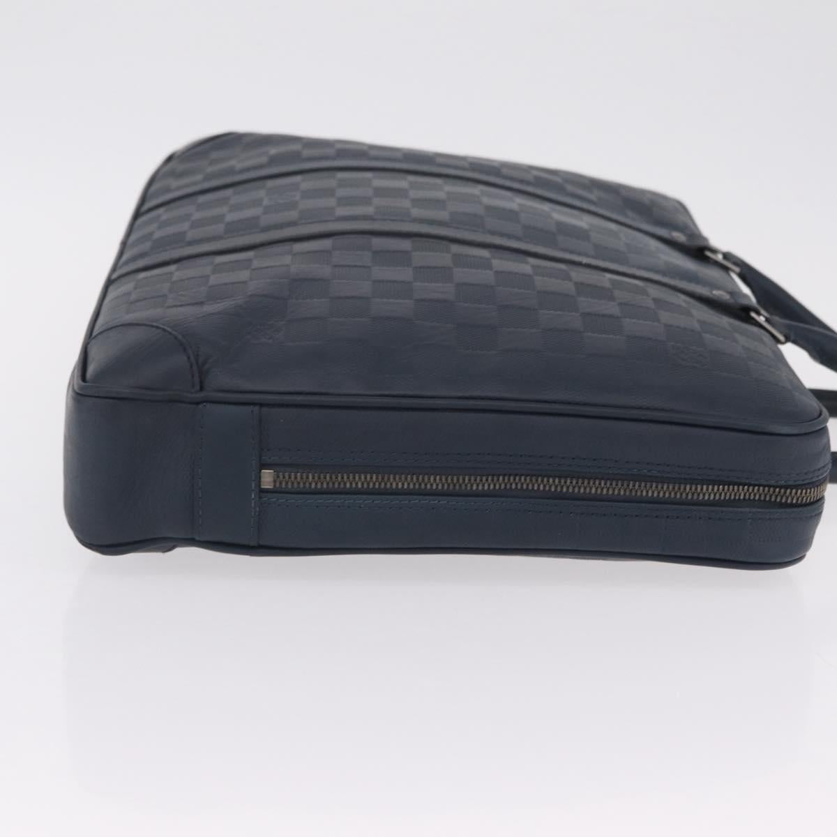LOUIS VUITTON Damier Infini Porte Documents Voyage Bag Blue N41291 Auth bs37113