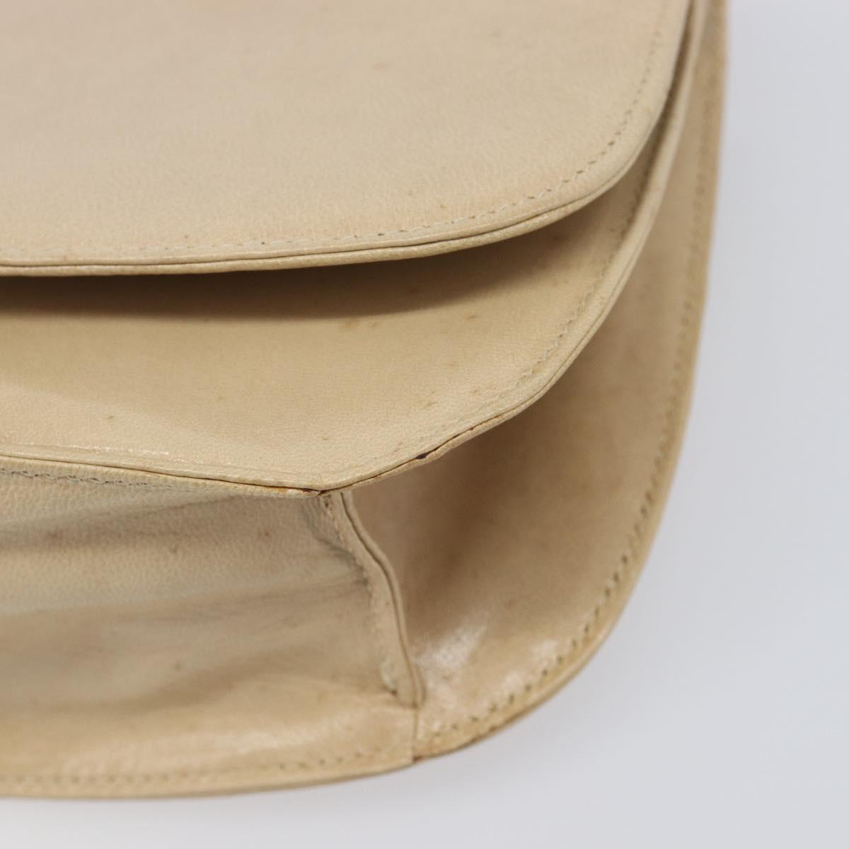 PRADA Chain Shoulder Bag Leather Beige Auth bs37117