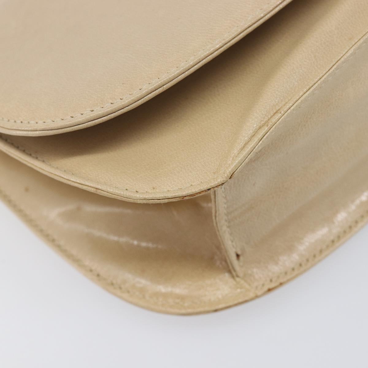 PRADA Chain Shoulder Bag Leather Beige Auth bs37117