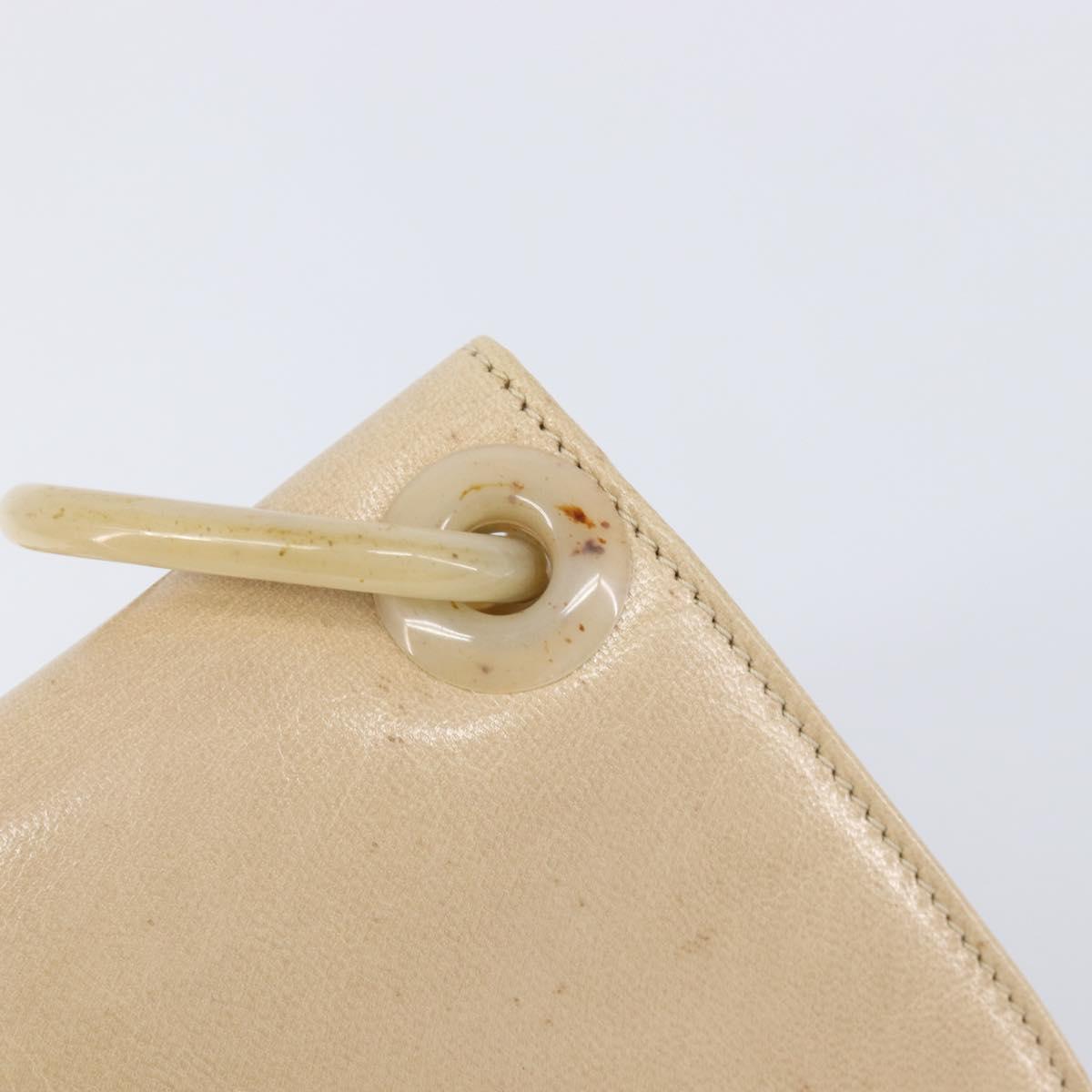 PRADA Chain Shoulder Bag Leather Beige Auth bs37117
