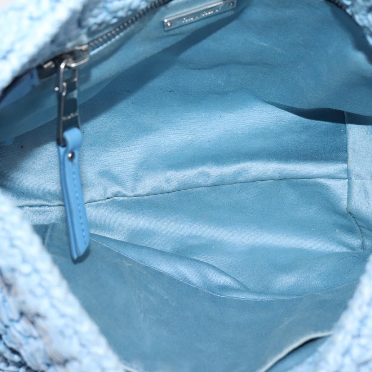 Miu Miu Shoulder Bag Raffia Blue Silver Auth bs37118A