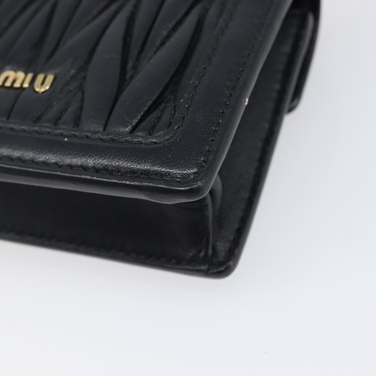 Miu Miu Matelasse Chain Shoulder Pouch Leather Black Gold Tone Auth bs37119V