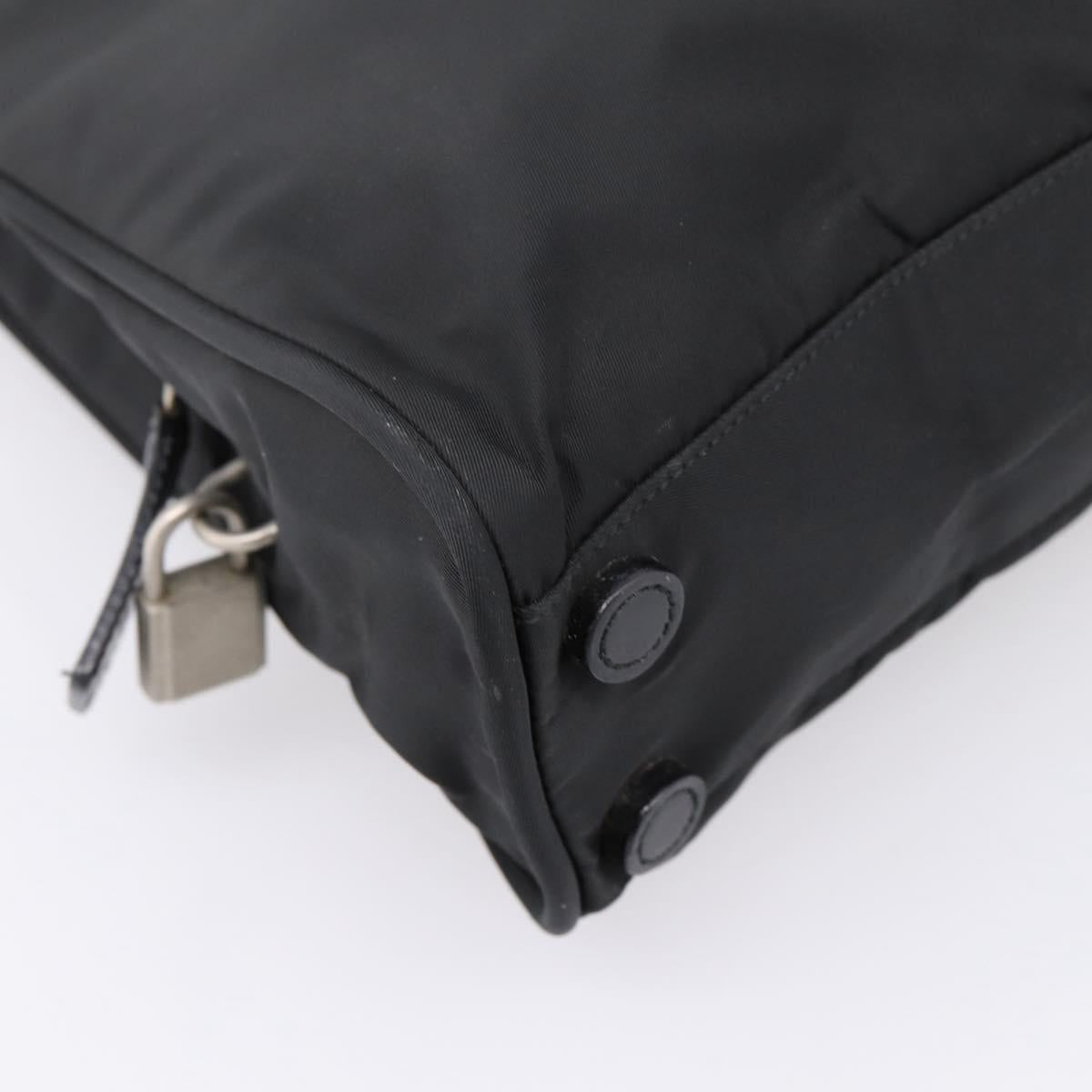 PRADA Hand Bag Nylon Black Silver Auth bs37120