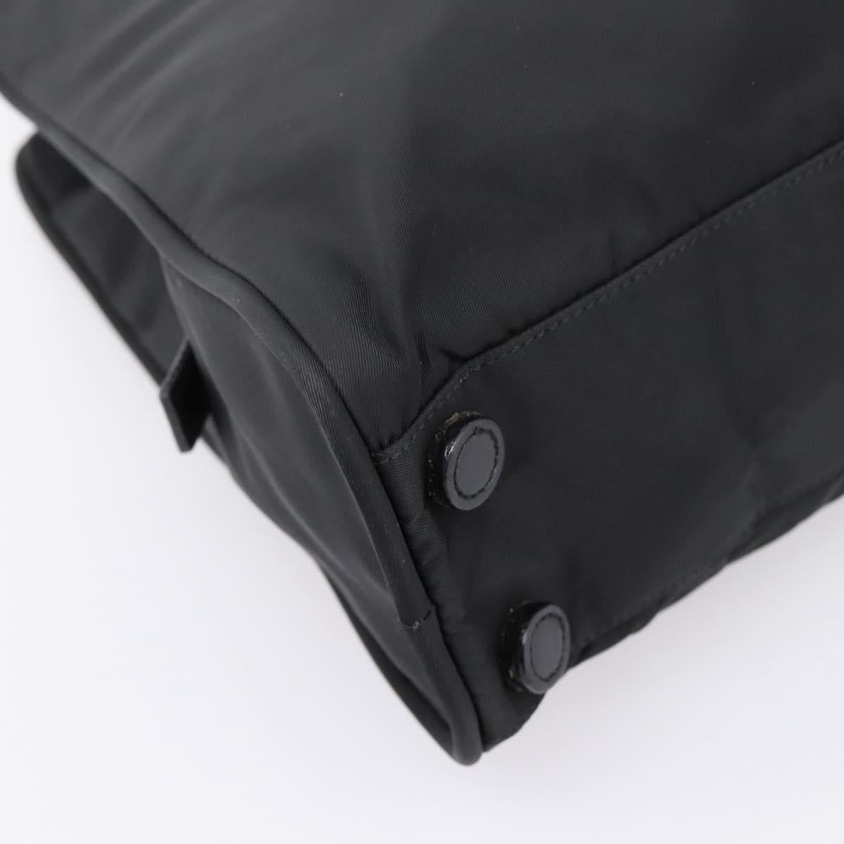 PRADA Hand Bag Nylon Black Silver Auth bs37120