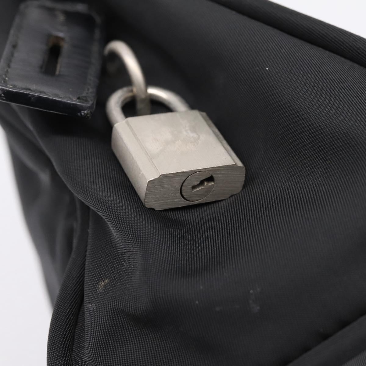 PRADA Hand Bag Nylon Black Silver Auth bs37120
