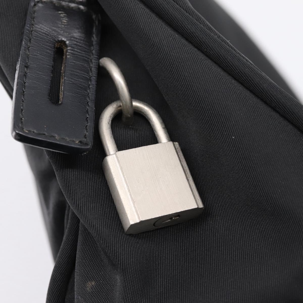 PRADA Hand Bag Nylon Black Silver Auth bs37120