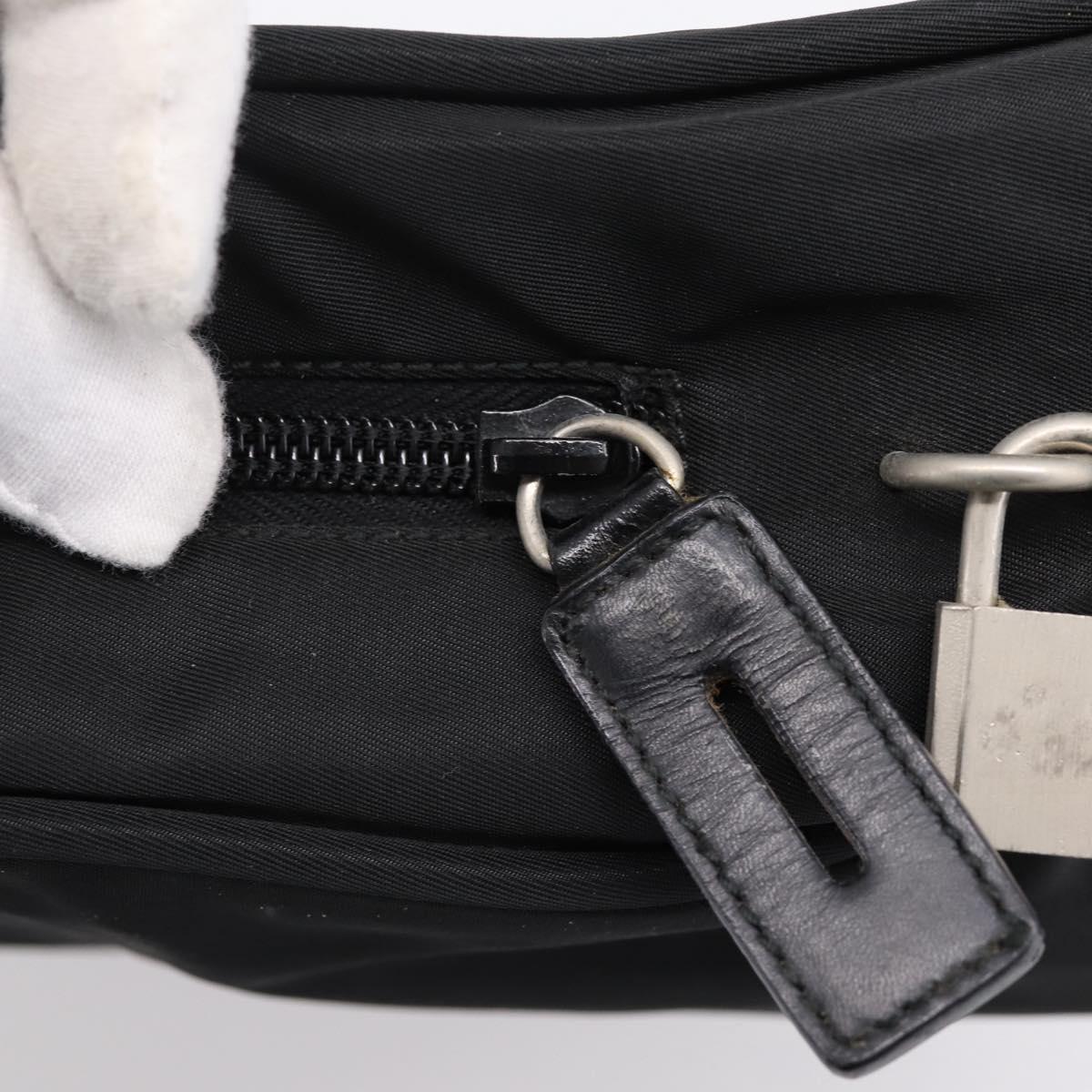 PRADA Hand Bag Nylon Black Silver Auth bs37120