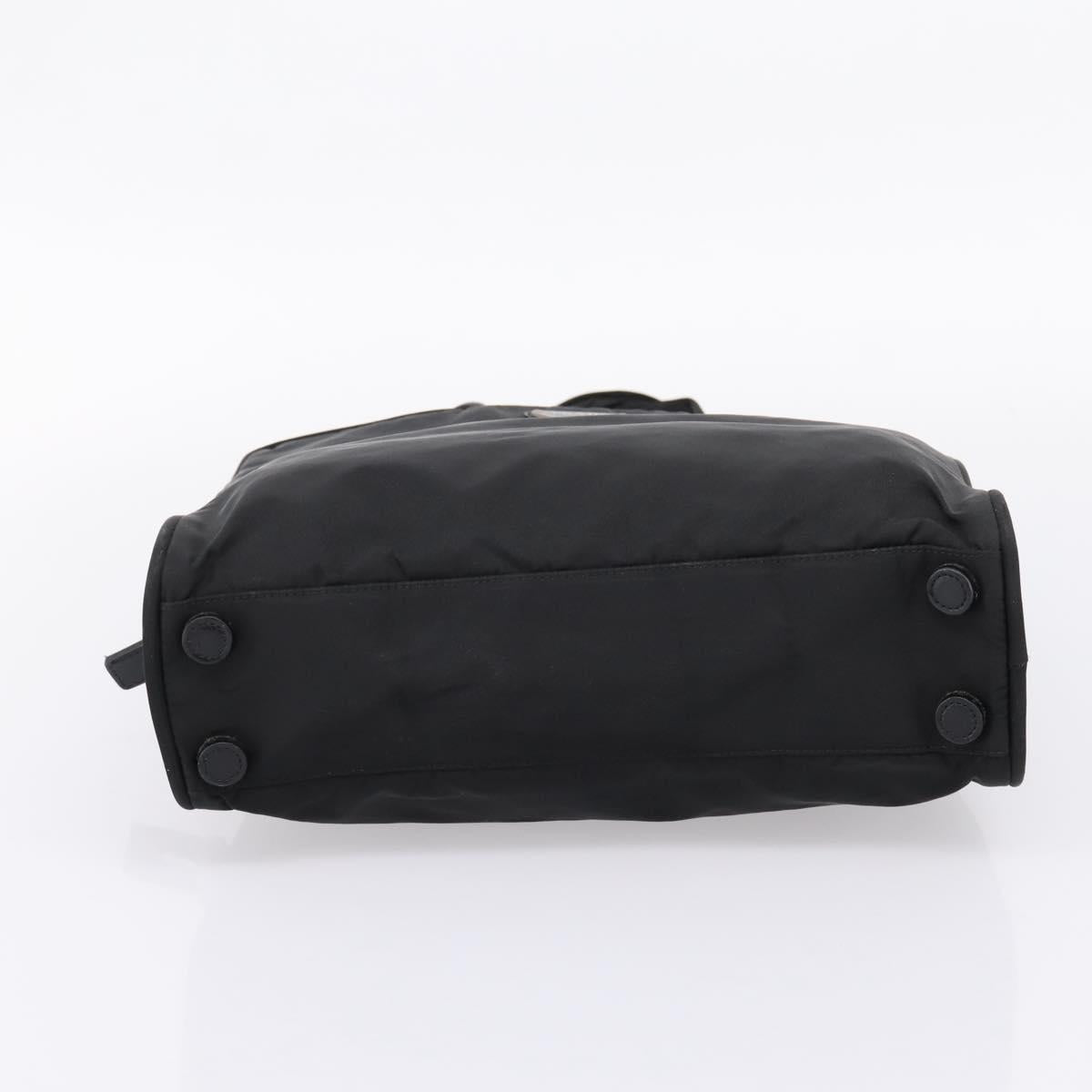 PRADA Hand Bag Nylon Black Silver Auth bs37120