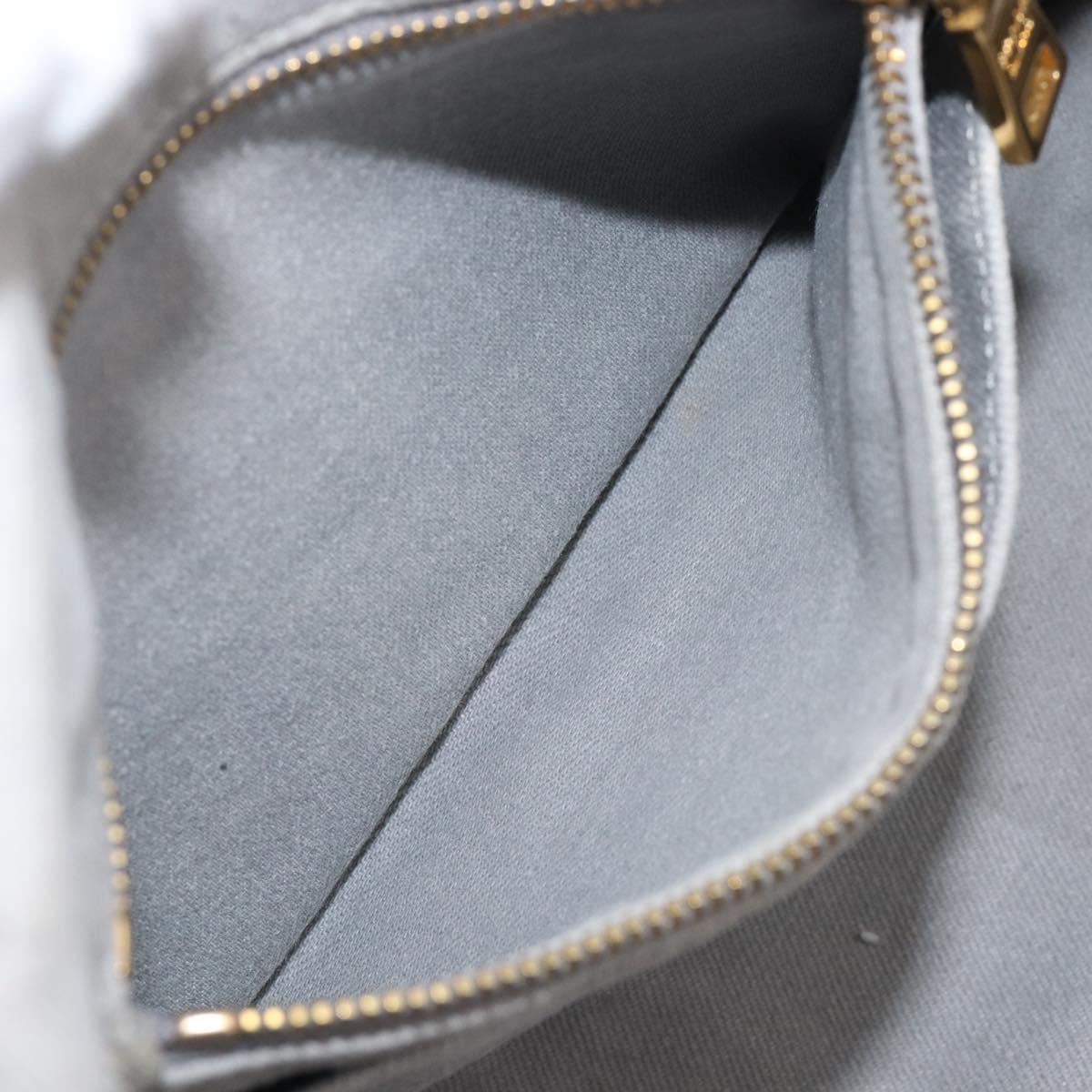 PRADA Canapa MM Hand Bag Canvas Light Blue Gold Tone Auth bs37121