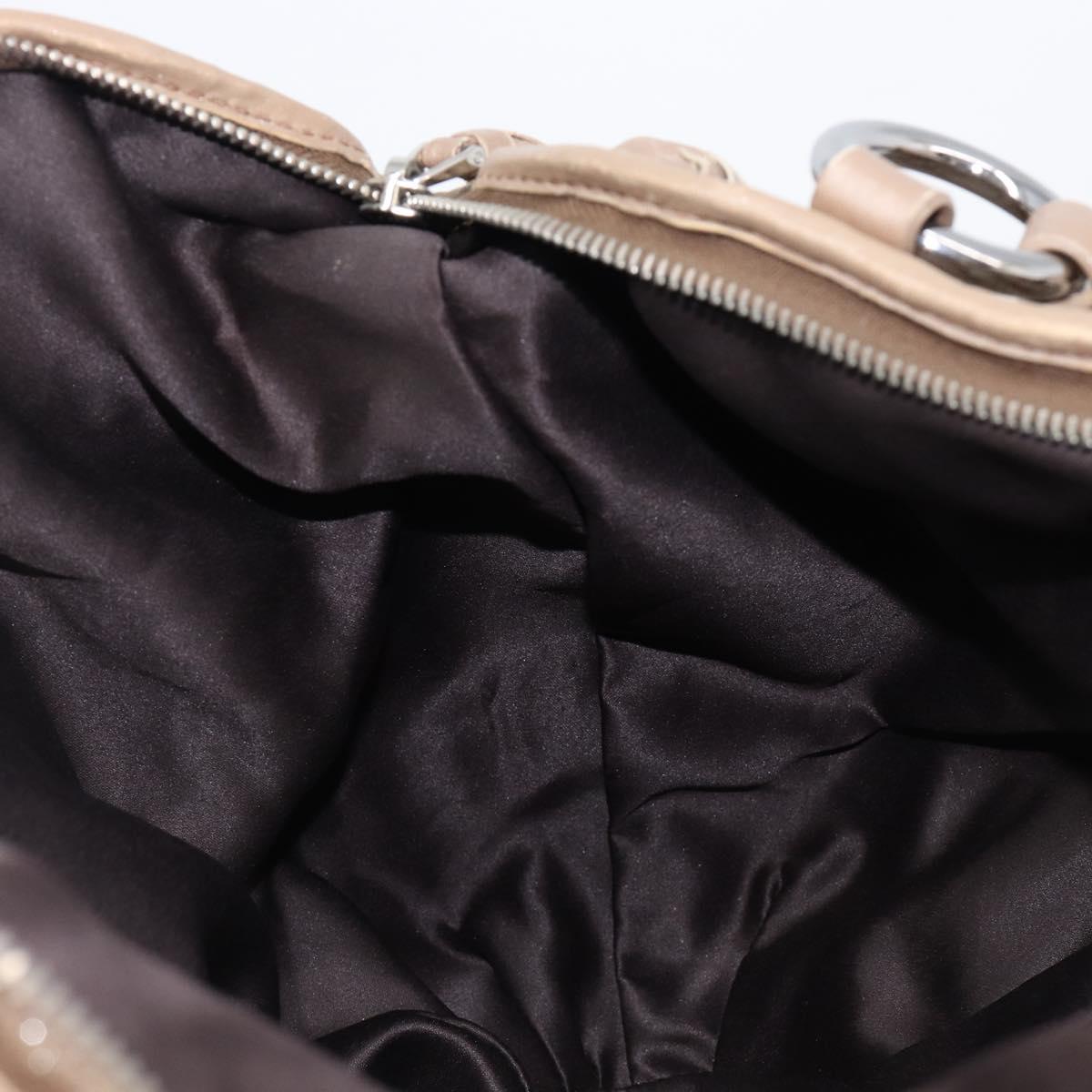 Miu Miu Hand Bag Leather Brown Silver Auth bs37122A