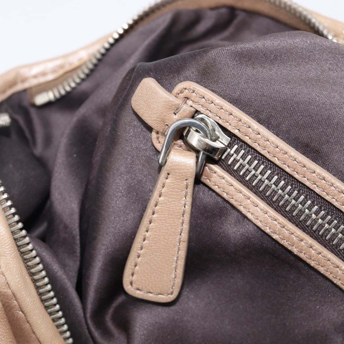 Miu Miu Hand Bag Leather Brown Silver Auth bs37122A