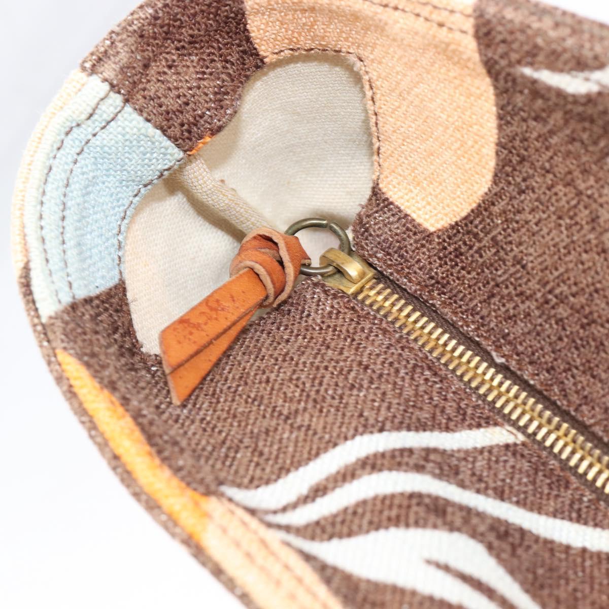 Miu Miu Tote Bag Canvas Brown Gold Tone Auth bs37123