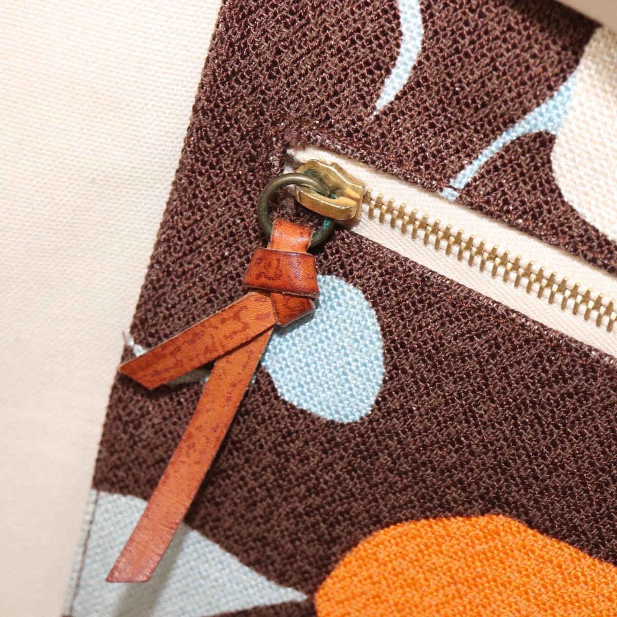 Miu Miu Tote Bag Canvas Brown Gold Tone Auth bs37123