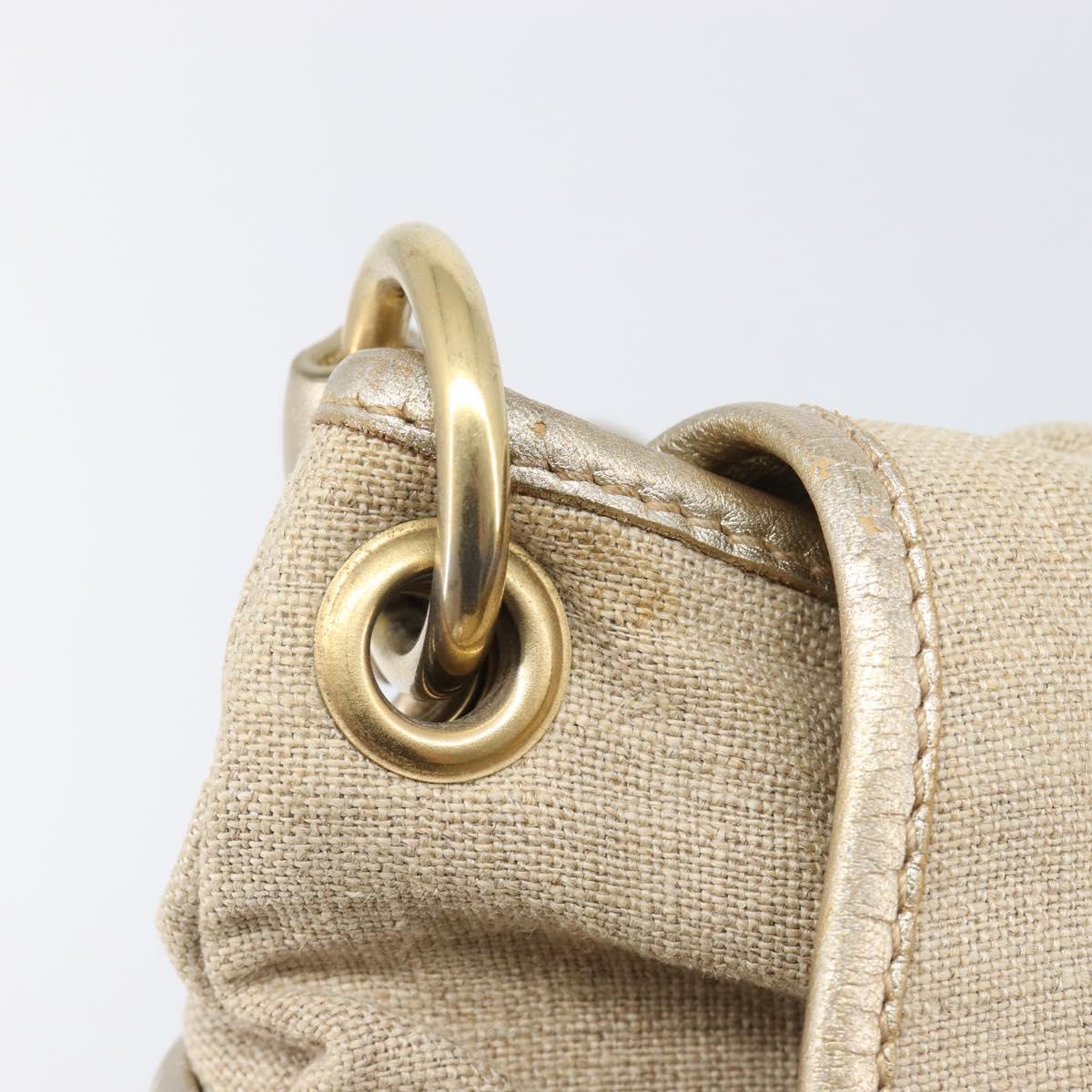 Miu Miu Matelasse Hand Bag Canvas Beige Gold Tone Auth bs37124