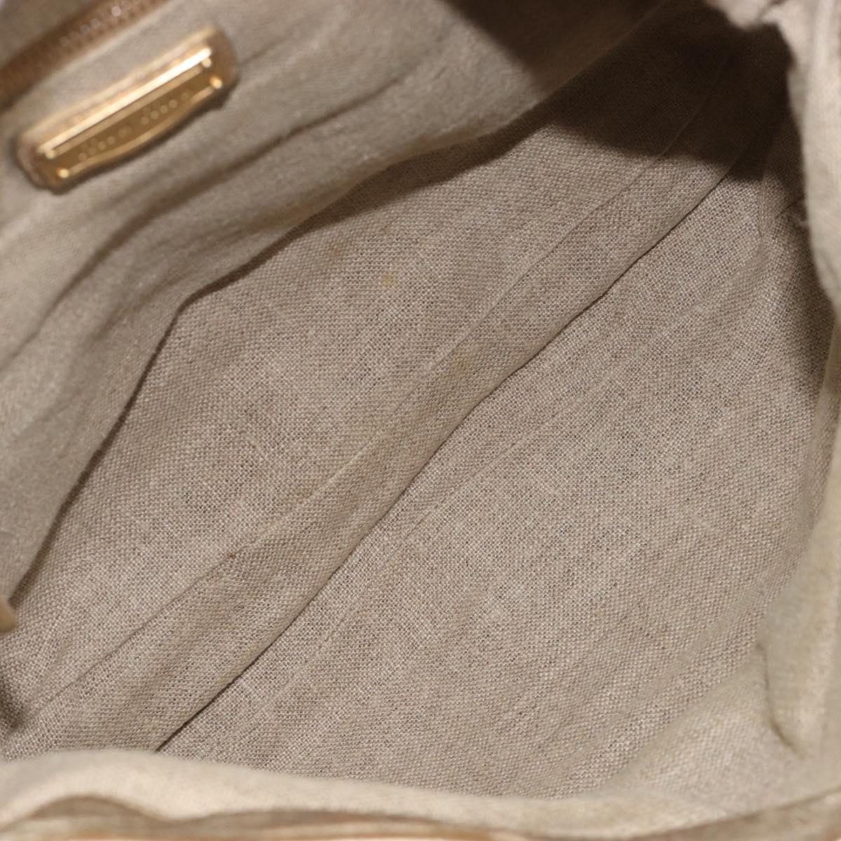 Miu Miu Matelasse Hand Bag Canvas Beige Gold Tone Auth bs37124