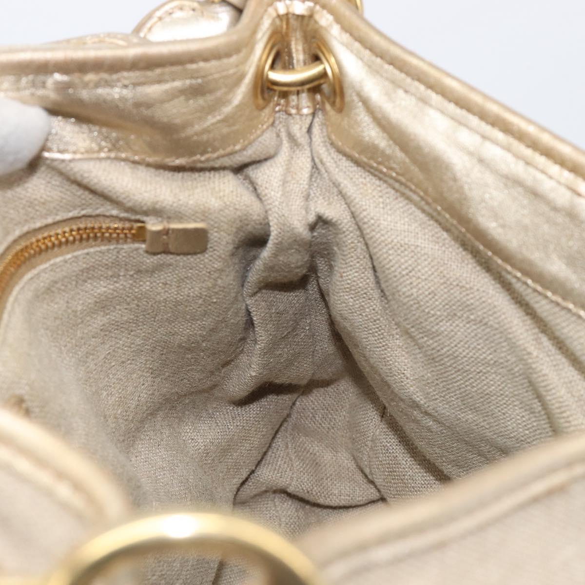 Miu Miu Matelasse Hand Bag Canvas Beige Gold Tone Auth bs37124