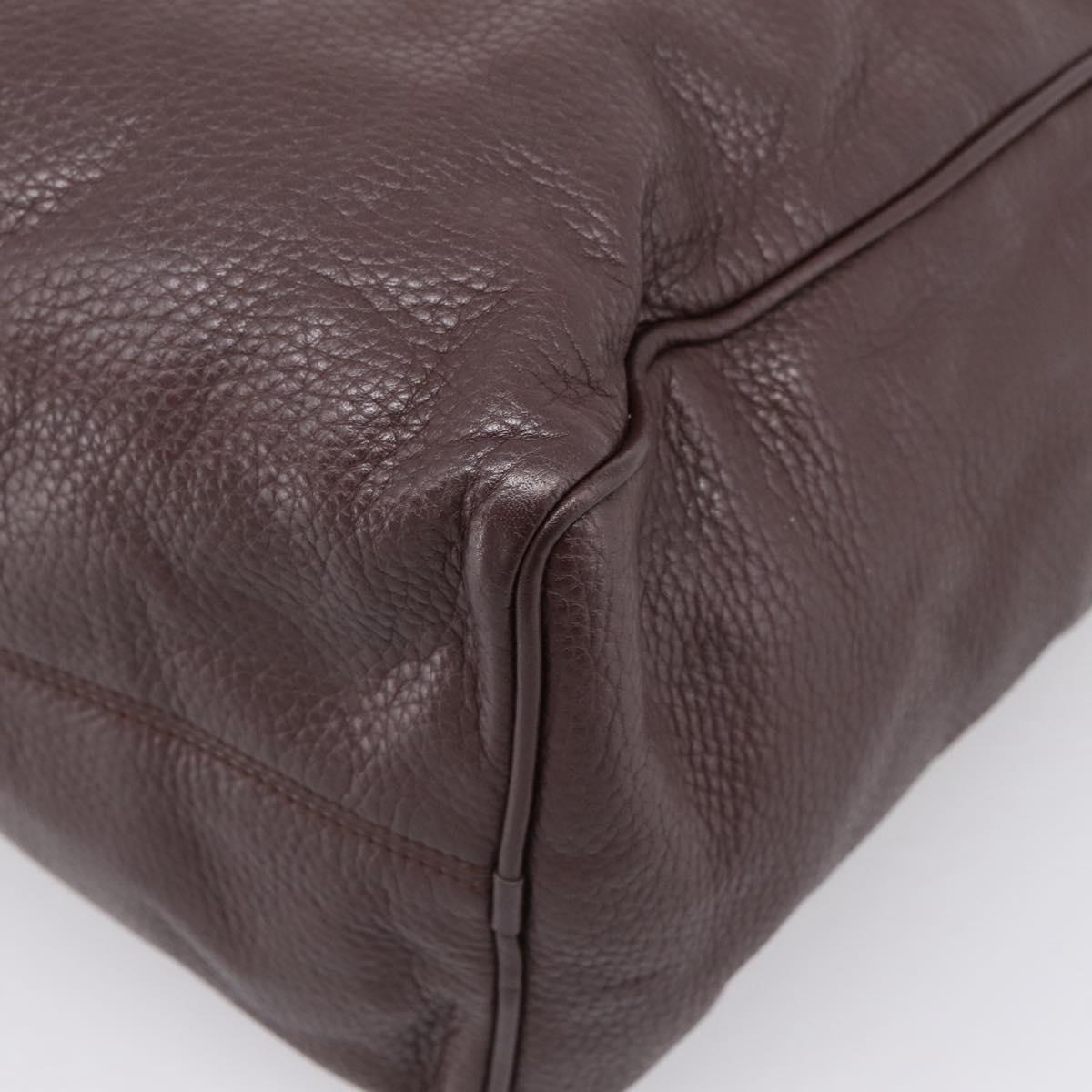 LOEWE Hand Bag Leather 2way Bordeaux Gold Tone Auth bs37128A