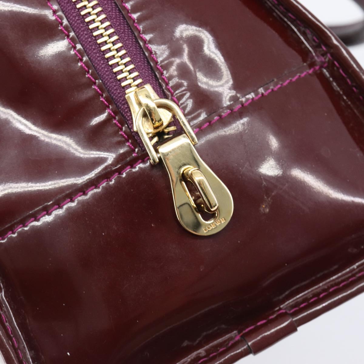 LOEWE Amazona 28 Hand Bag Patent Bordeaux Gold Tone Auth bs37131