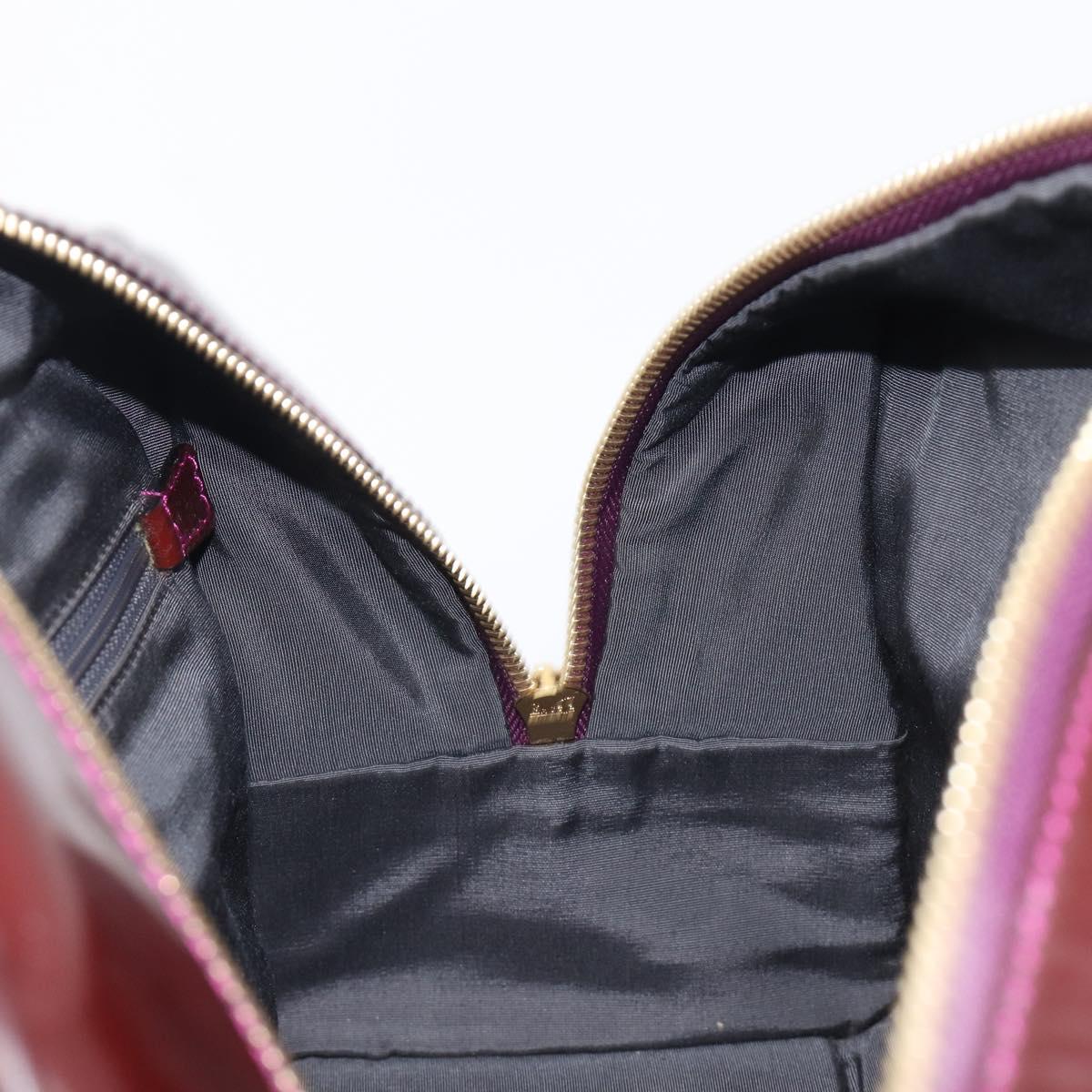LOEWE Amazona 28 Hand Bag Patent Bordeaux Gold Tone Auth bs37131