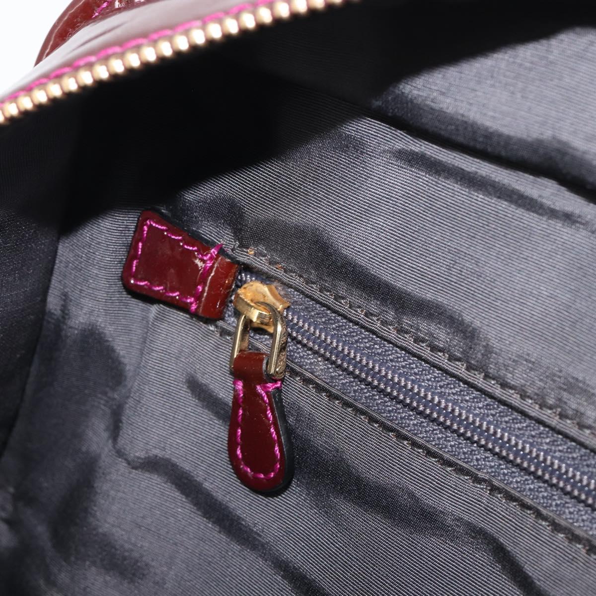 LOEWE Amazona 28 Hand Bag Patent Bordeaux Gold Tone Auth bs37131