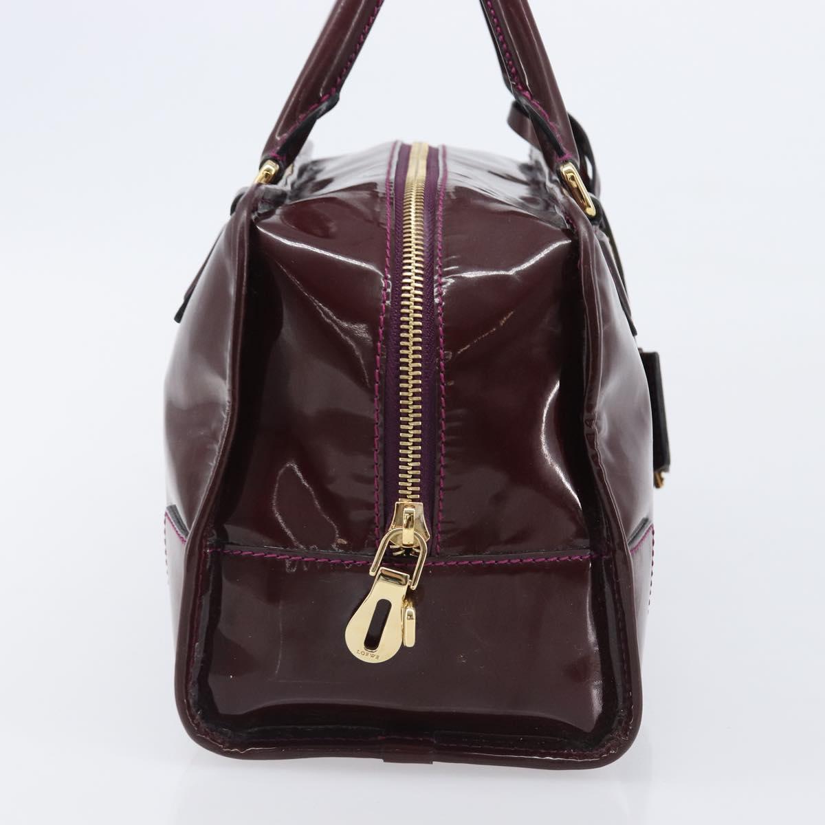 LOEWE Amazona 28 Hand Bag Patent Bordeaux Gold Tone Auth bs37131