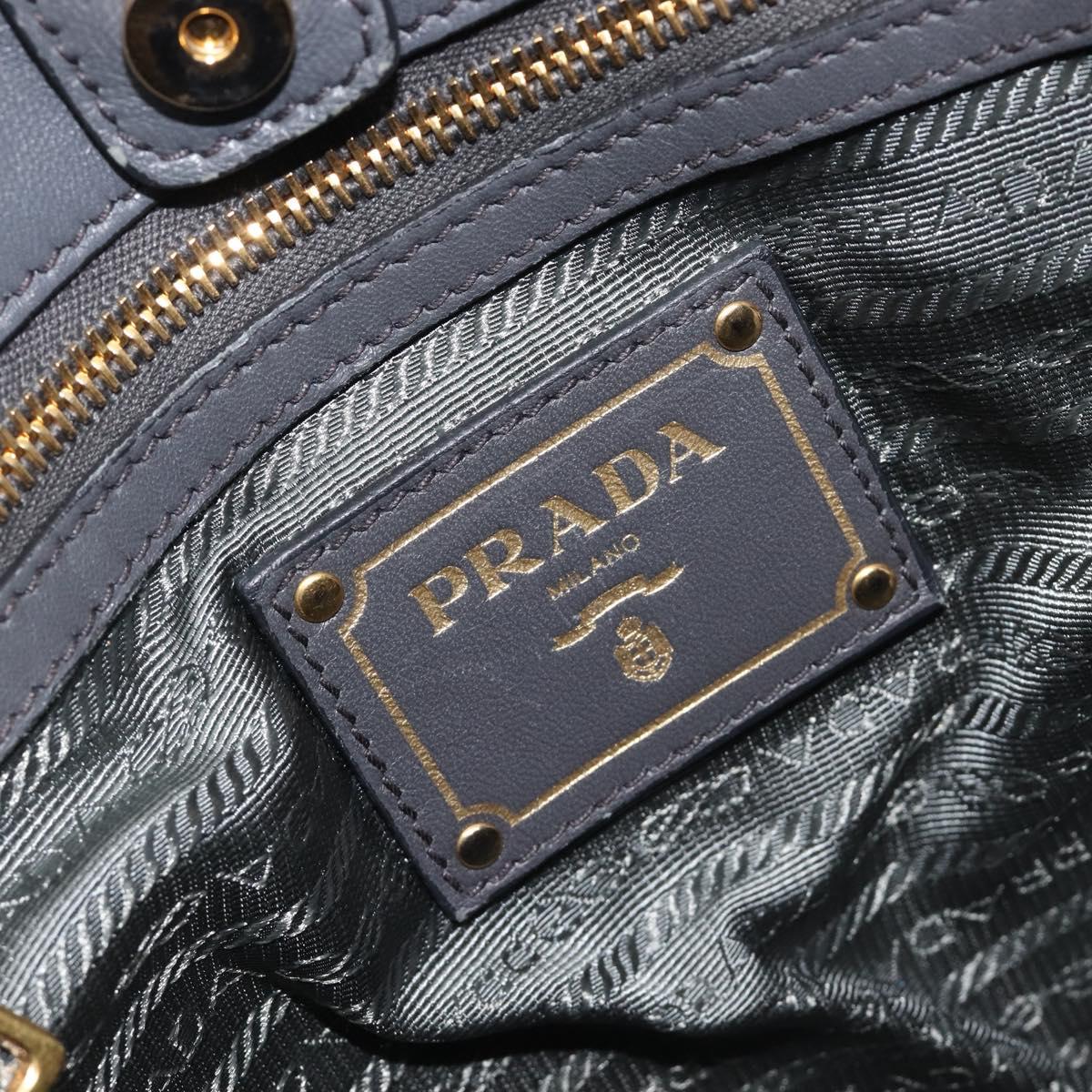 PRADA Hand Bag Nylon Green Gold Tone Auth bs37141A
