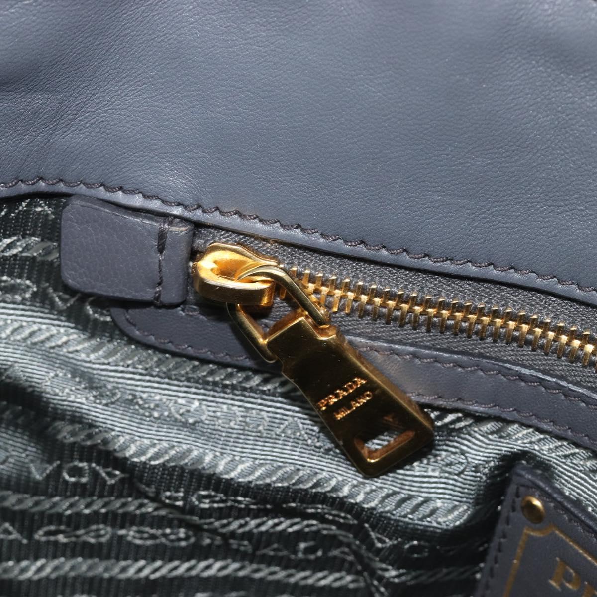 PRADA Hand Bag Nylon Green Gold Tone Auth bs37141A