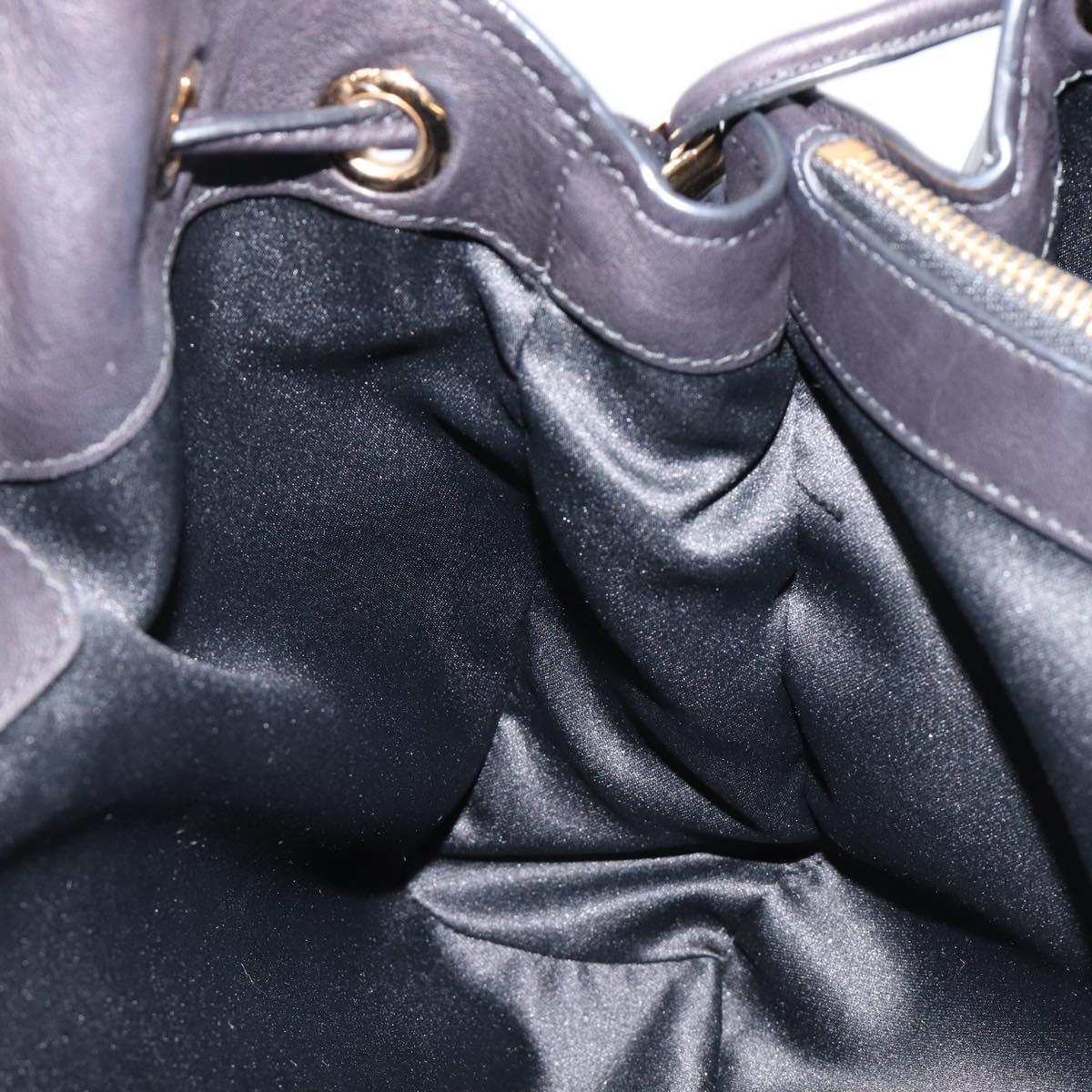 Salvatore Ferragamo Gancini Hand Bag Leather Black Gold Tone Auth bs37144V