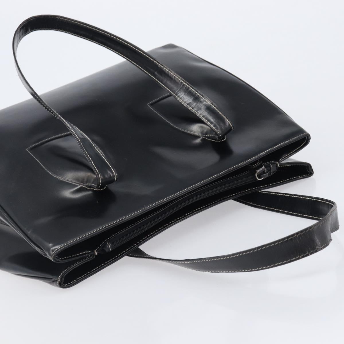 PRADA Tote Bag Leather Black Auth bs37145
