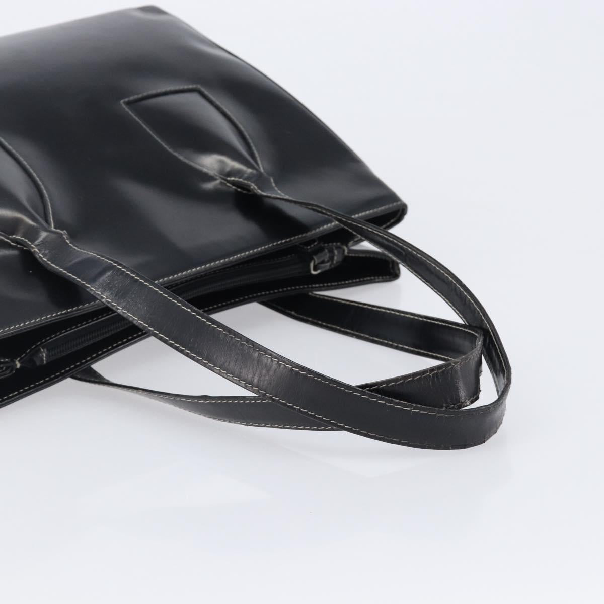 PRADA Tote Bag Leather Black Auth bs37145