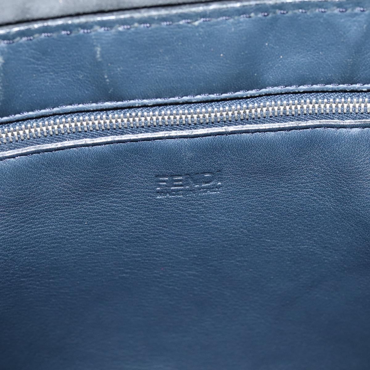 FENDI Tote Bag Leather Navy Black Auth bs37149