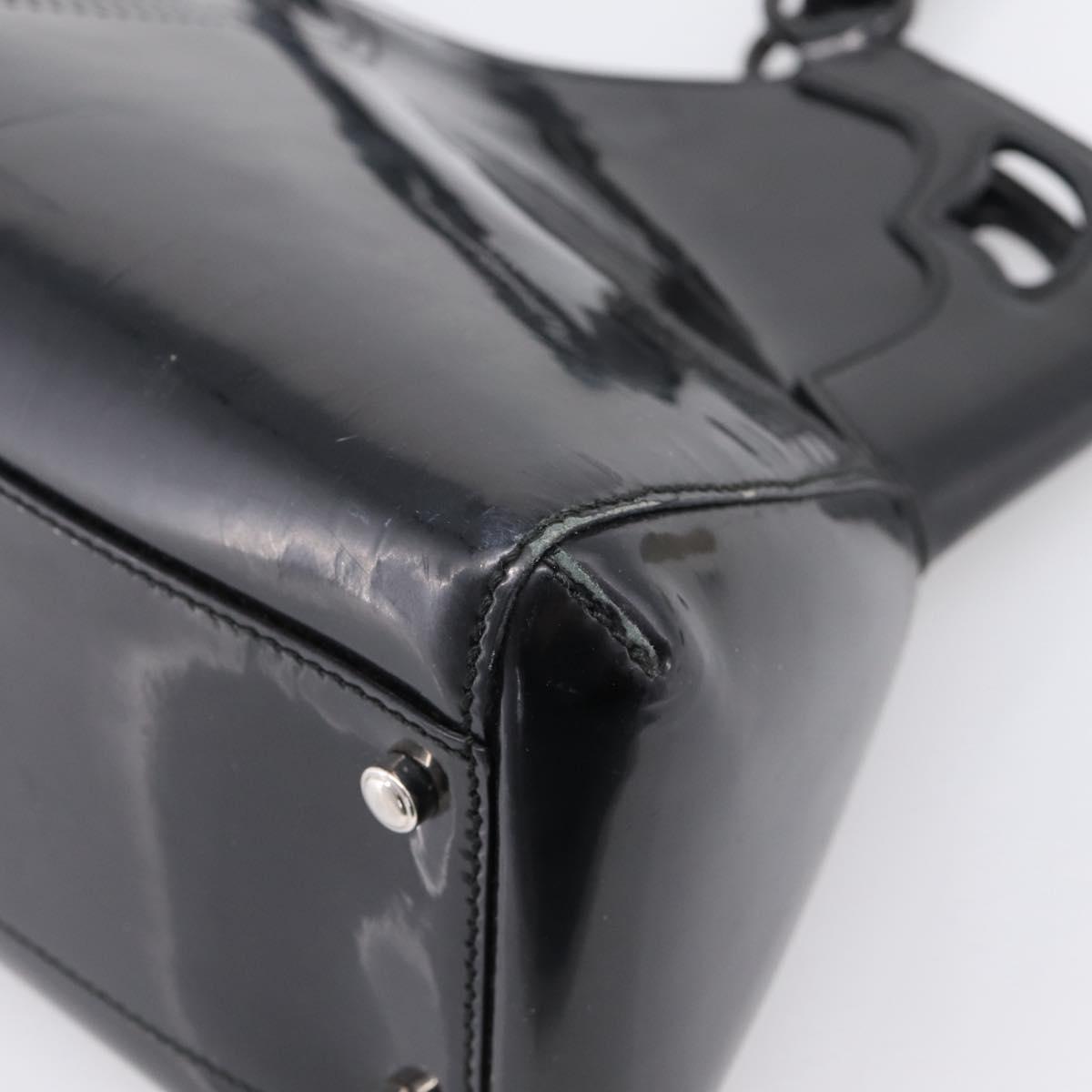 CARTIER Marcello de Cartier SM Hand Bag Patent Black Silver Auth bs37151